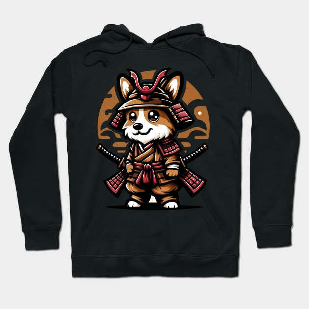 Samurai Corgi - Brave Canine Warrior Hoodie by Unlogico